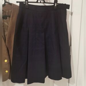 Wool Blend Pleated Skirt with Blue Plaid Japanese High School Uniform